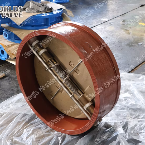 API594/ISO5752 연성이 있는 주철 웨이퍼 유형 이중 판 양쪽으로 여닫는 문 체크 밸브 비 복귀 밸브